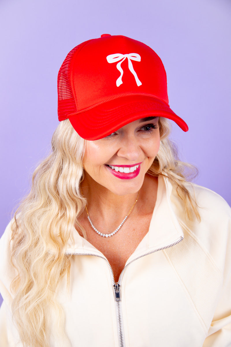 Preppy Bow Trucker Hat - Red、mySite、hinf8tx79