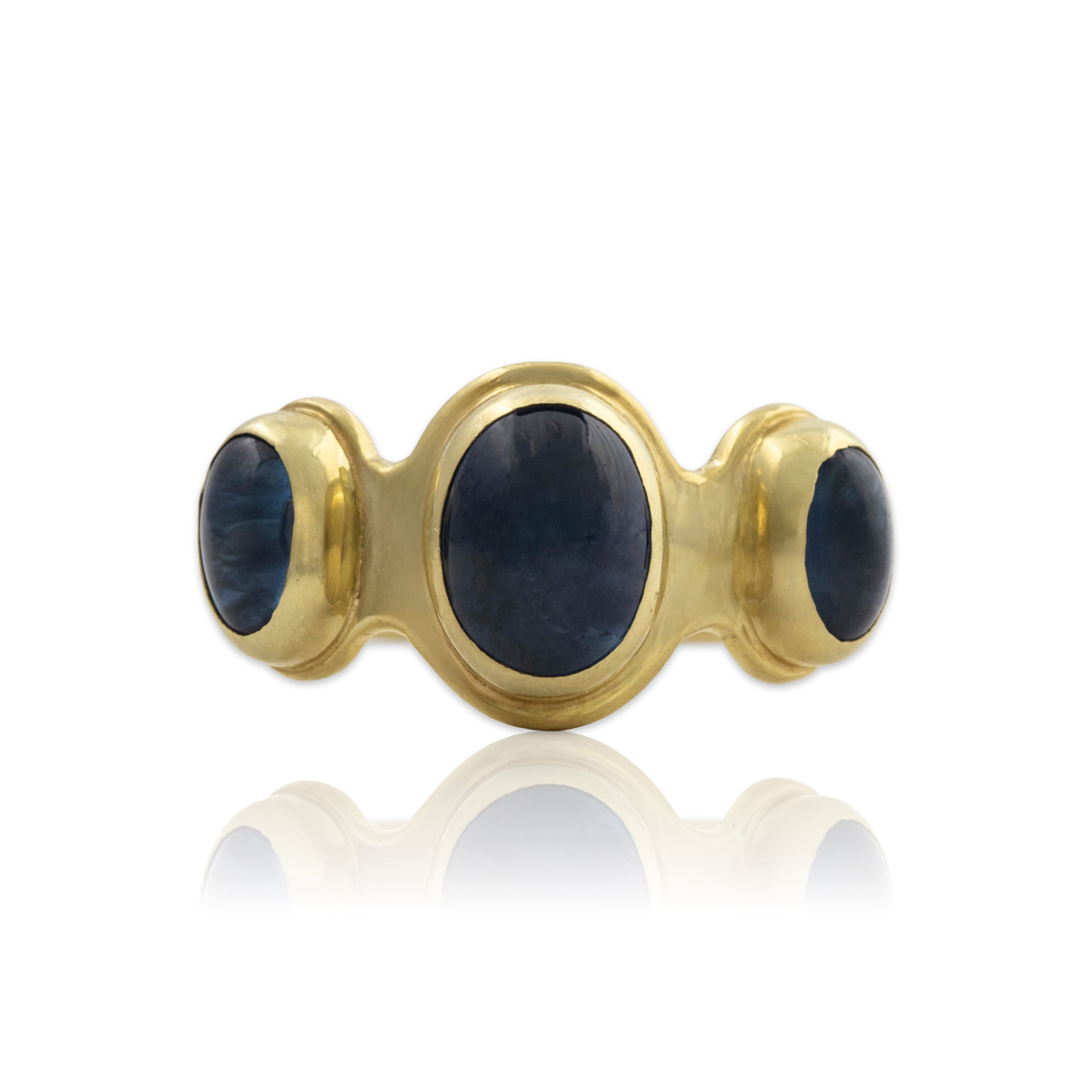Vintage 18k Yellow Gold 2.5cttw Sapphire Trio of Blues Ring 5.75、mySite、hinf8tx79