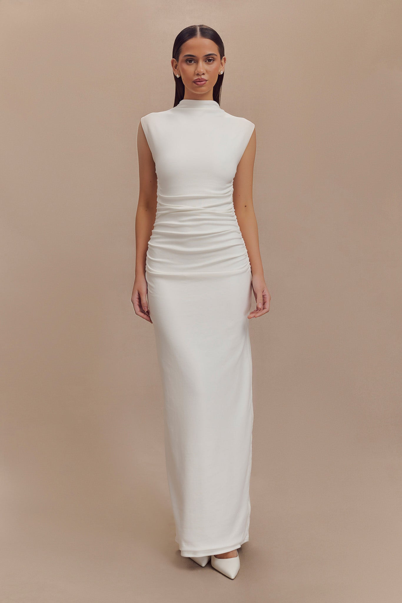Elliot High Neck Sleeveless Maxi Dress - White、mySite、solidvoid