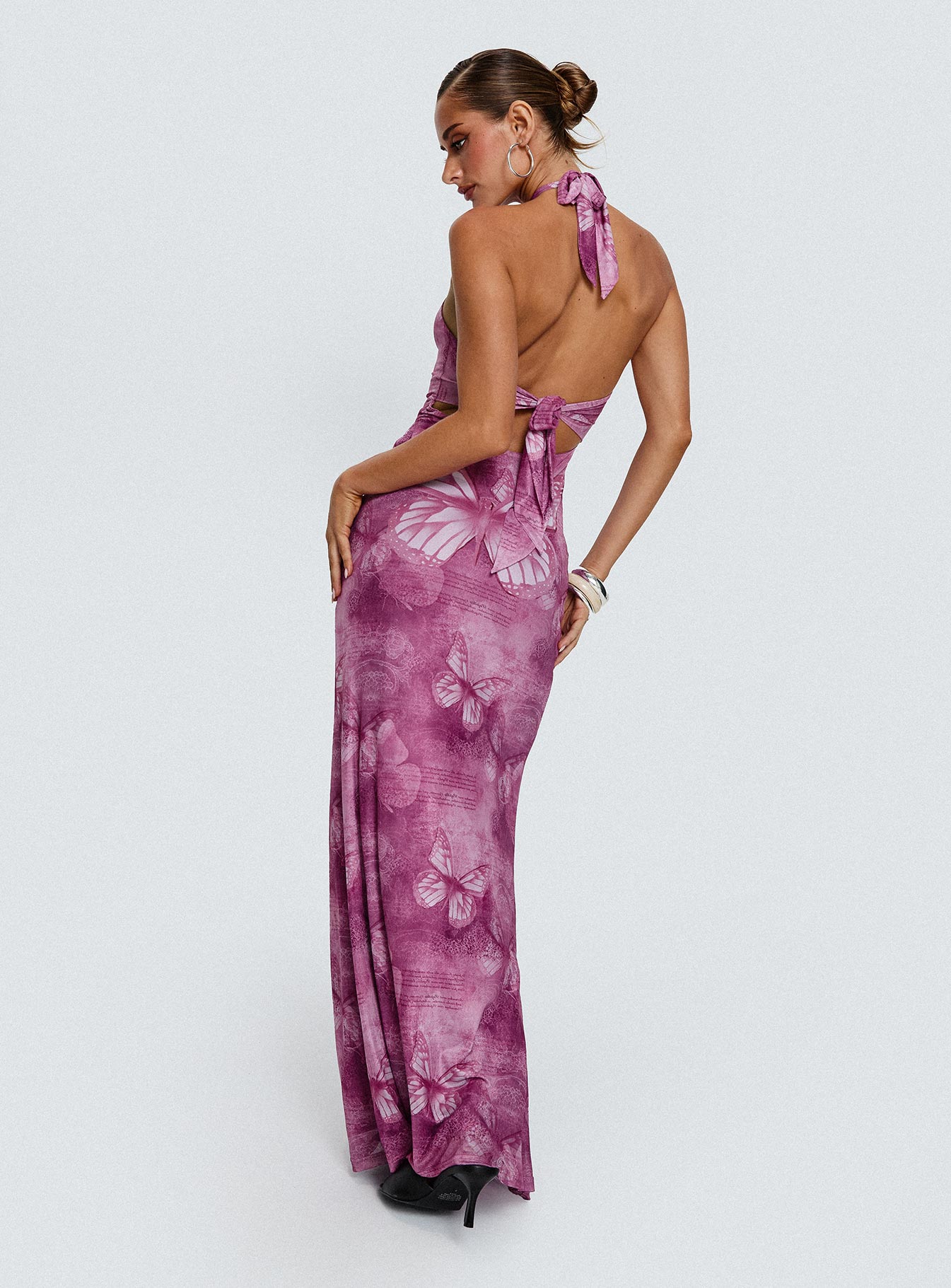 Nathaleia Halter Maxi Dress Purple、mySite、solidvoid