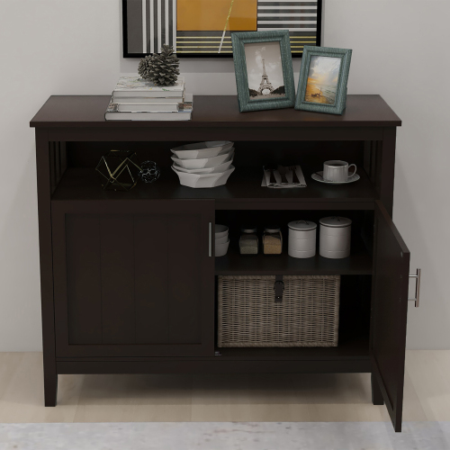 Kitchen Storage Sideboard And Buffet Server Cabinet-Brown Color、、casual