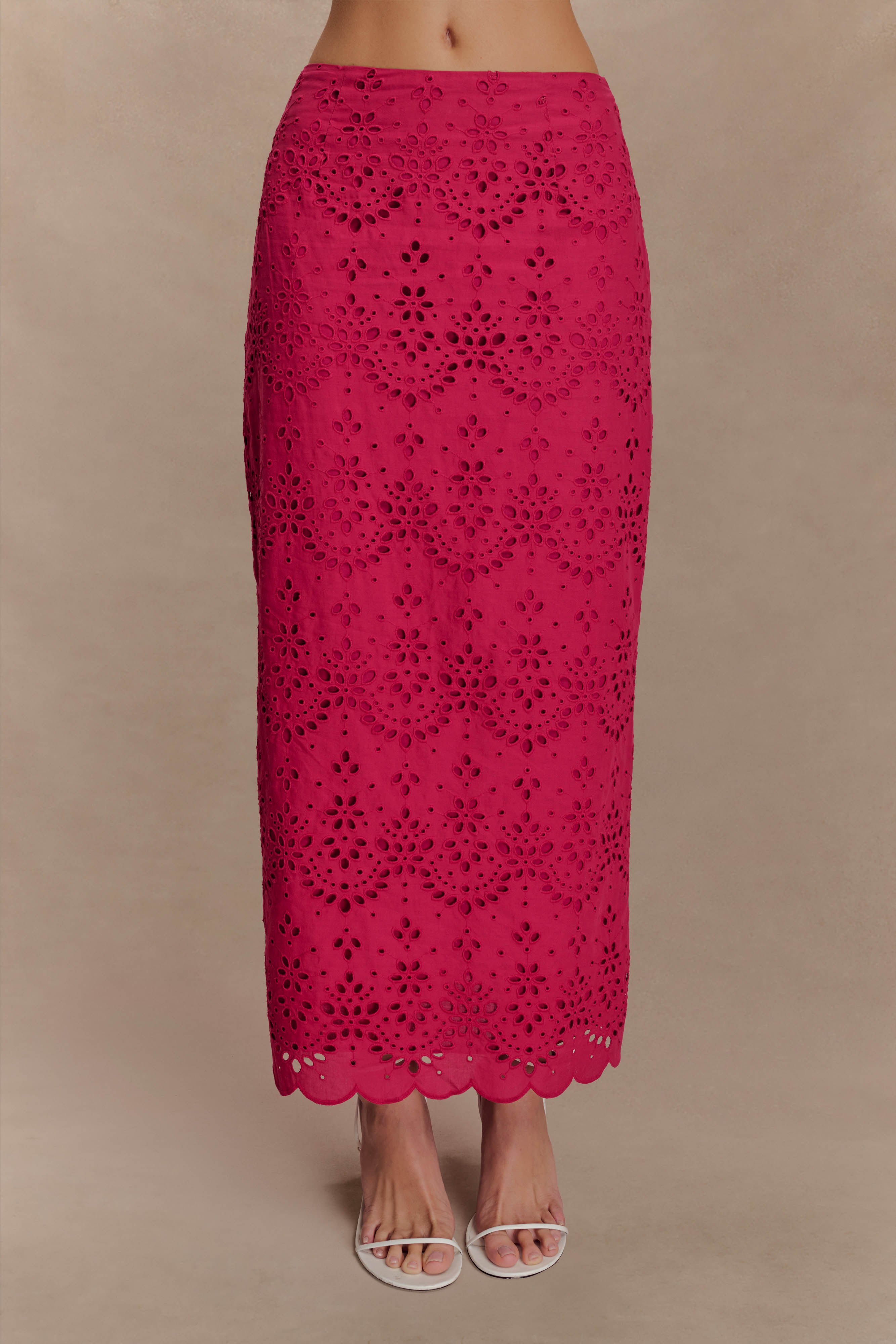 Kensley Broderie Midi Skirt - Dragonfruit、mySite、solidvoid