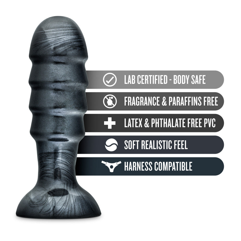 Jet By Blush® | Bruiser Carbon Metallic Black 7.5-Inch Anal Plug With Suction Cup Base、mySite、bottomscart