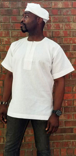 All-White Embroidered Dashiki Shirt-DP3949、mySite、solidvoid