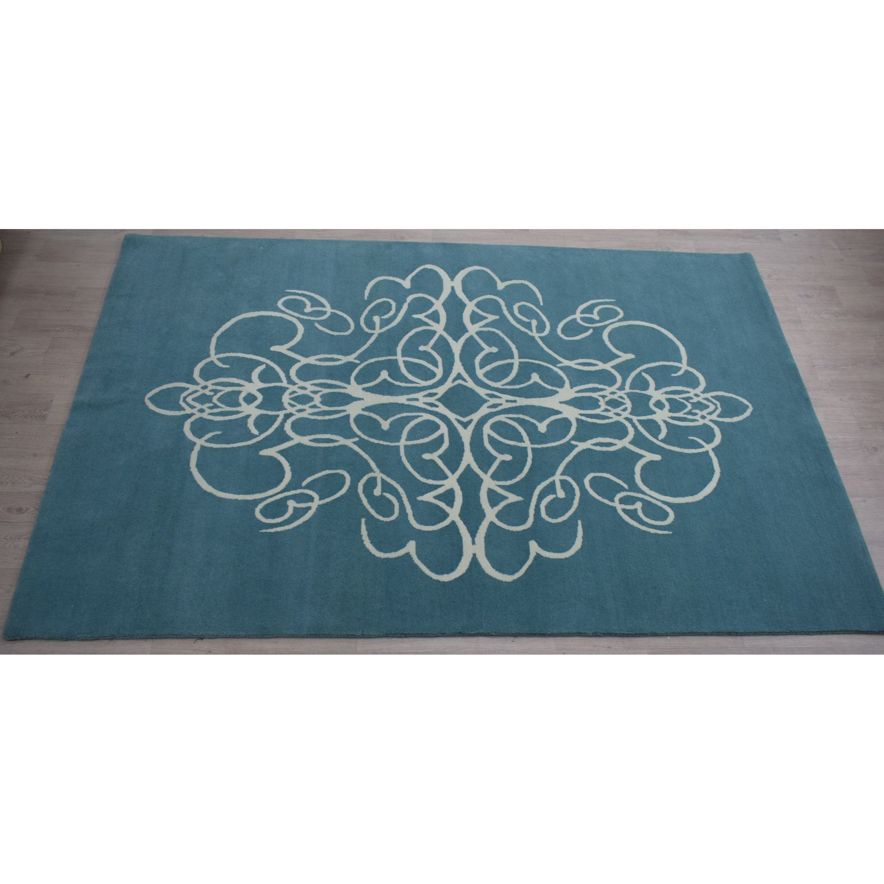 Take a Chance on Me Aqua Wool Handknotted Rug、mySite、gigharbornorthrealestate