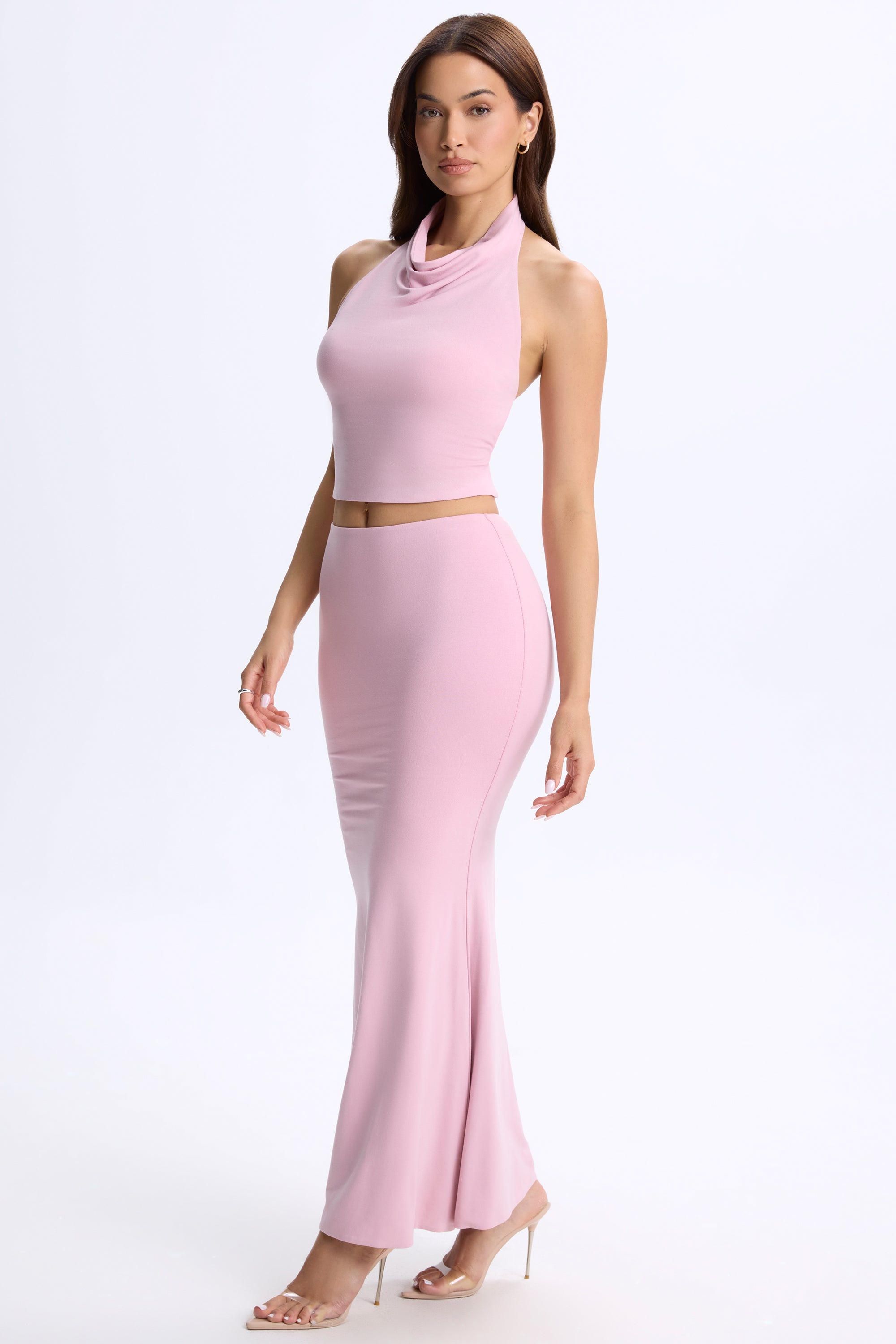 Low-Rise Maxi Skirt in Blush Pink、mySite、solidvoid