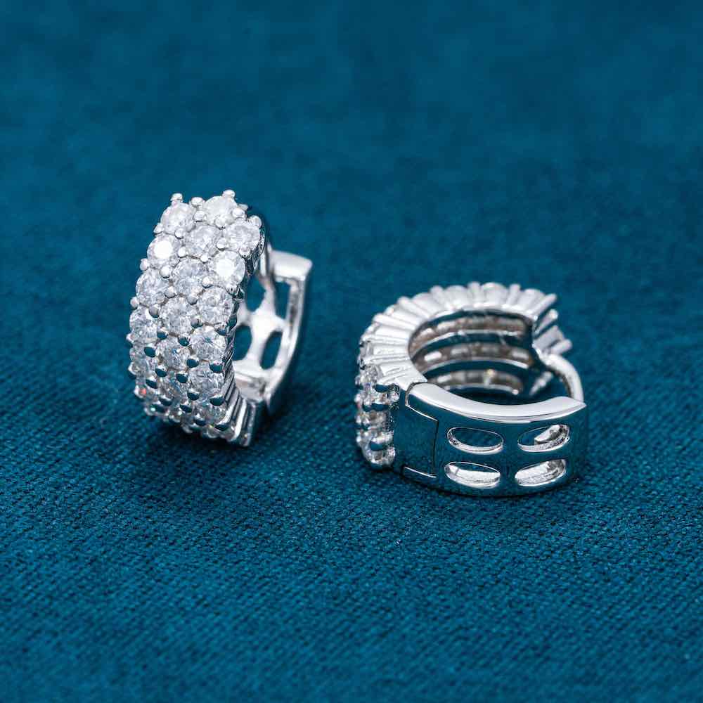 Moissanite 3-Row Hoop Earrings 14k Gold、mySite、hinf8tx79