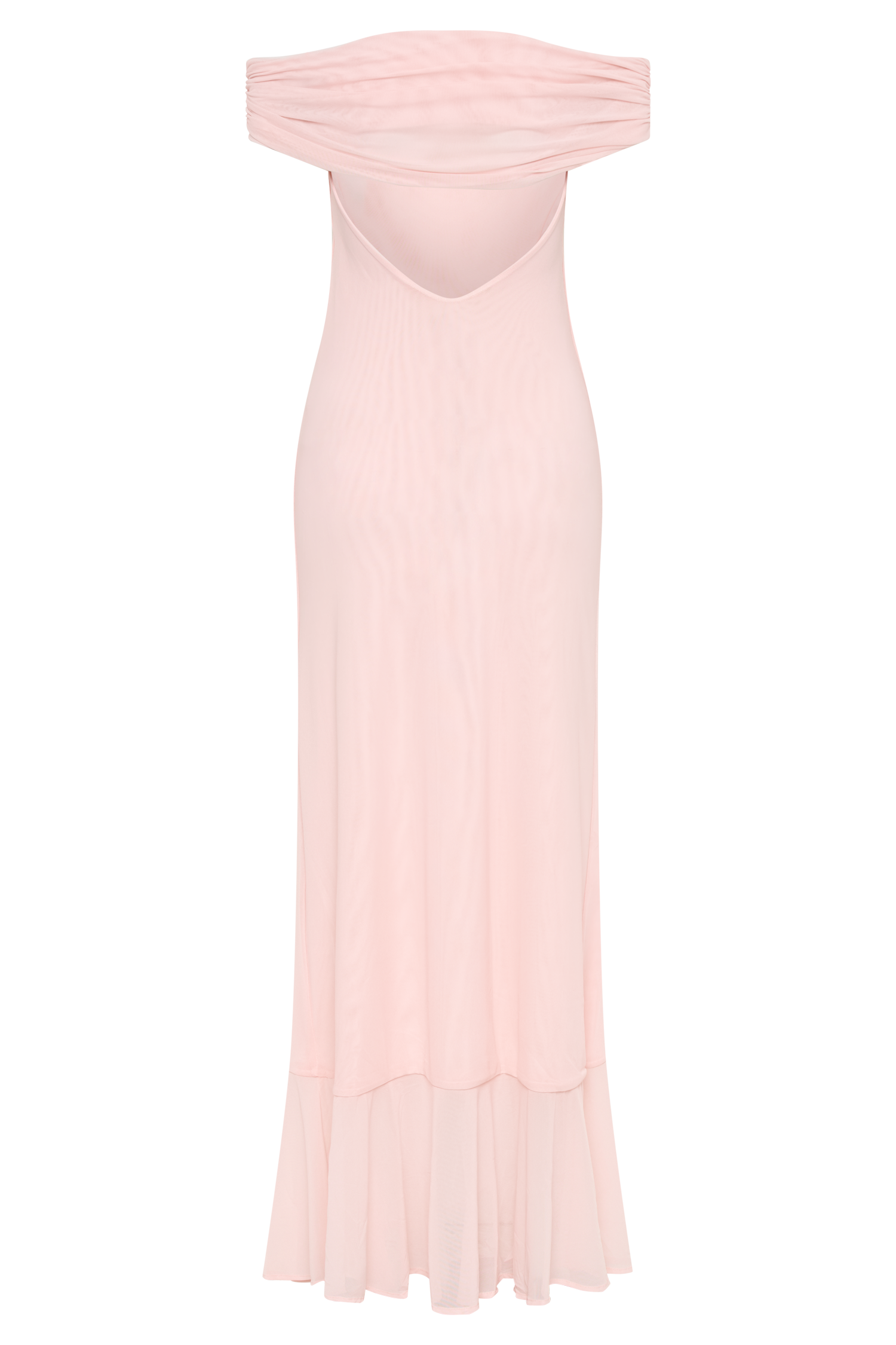 Audrey Off Shoulder Mesh Maxi Dress - Pale Pink、mySite、solidvoid