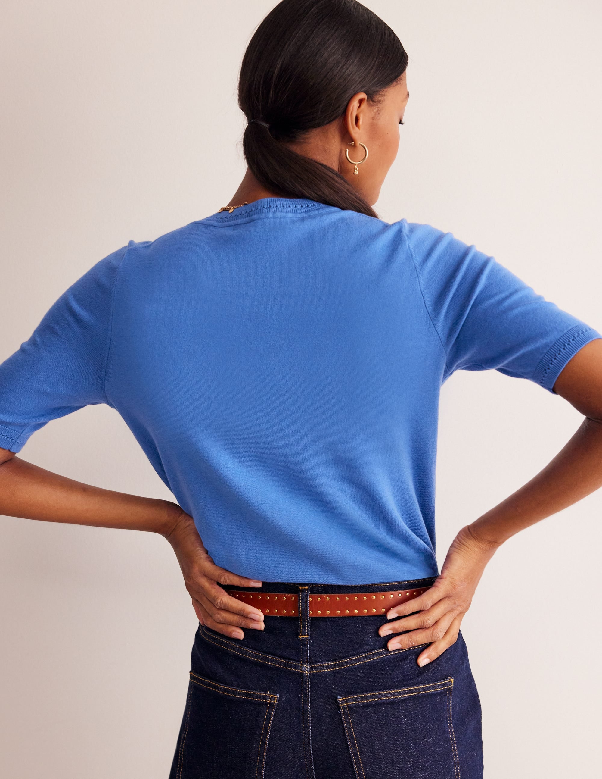  Catriona Cotton Crew T-Shirt-Blue Jay、mySite、ashleygrahame