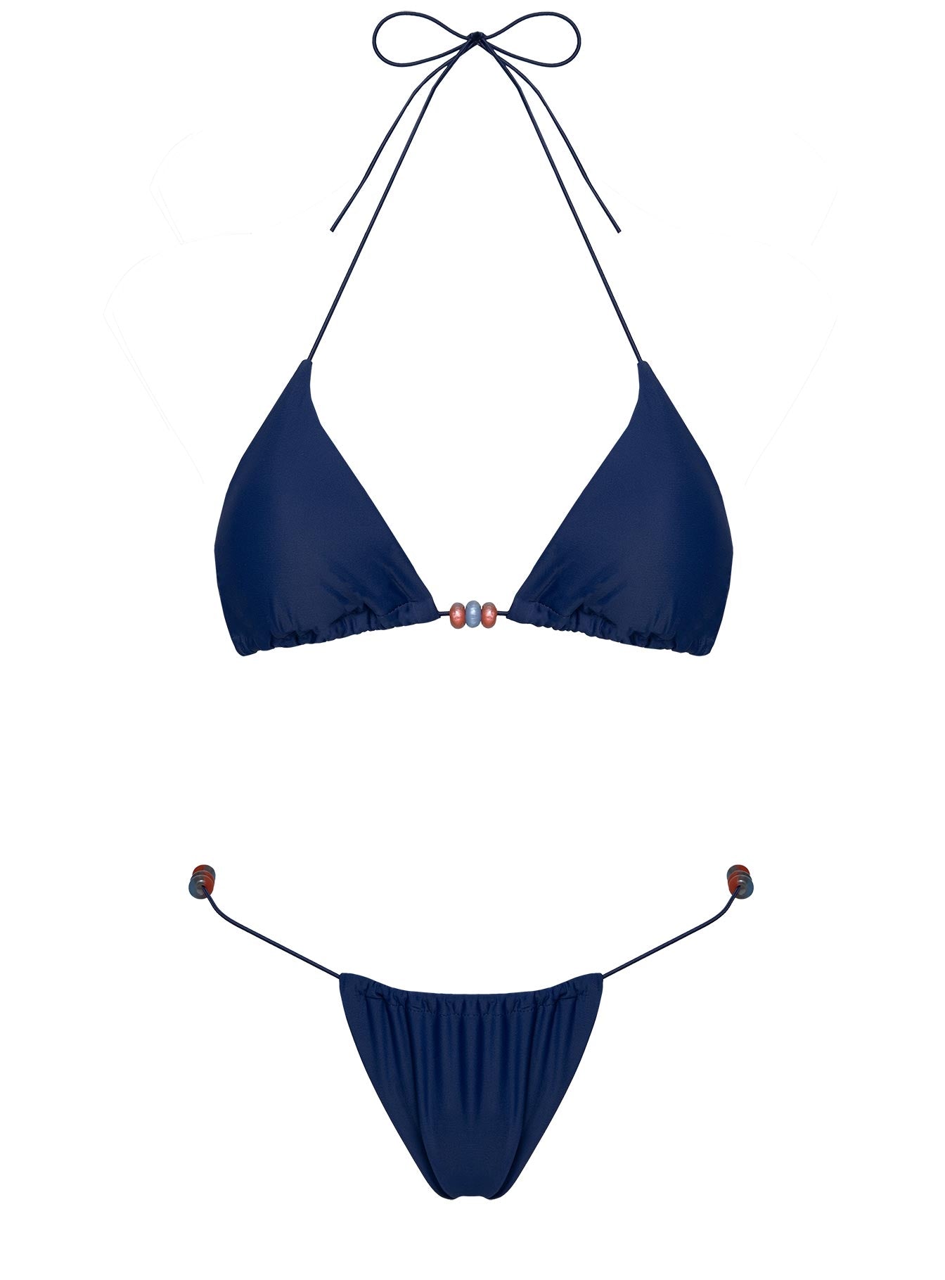 On Island Time String Bead Detail Bikini Top Navy、mySite、solidvoid