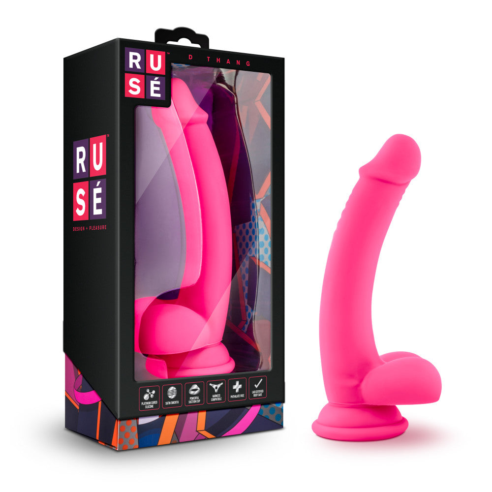 Ruse By Blush® | D Thang Realistic G-Spot Hot Pink 7.75-Inch Long Dildo With Balls & Suction Cup Base、mySite、bottomscart