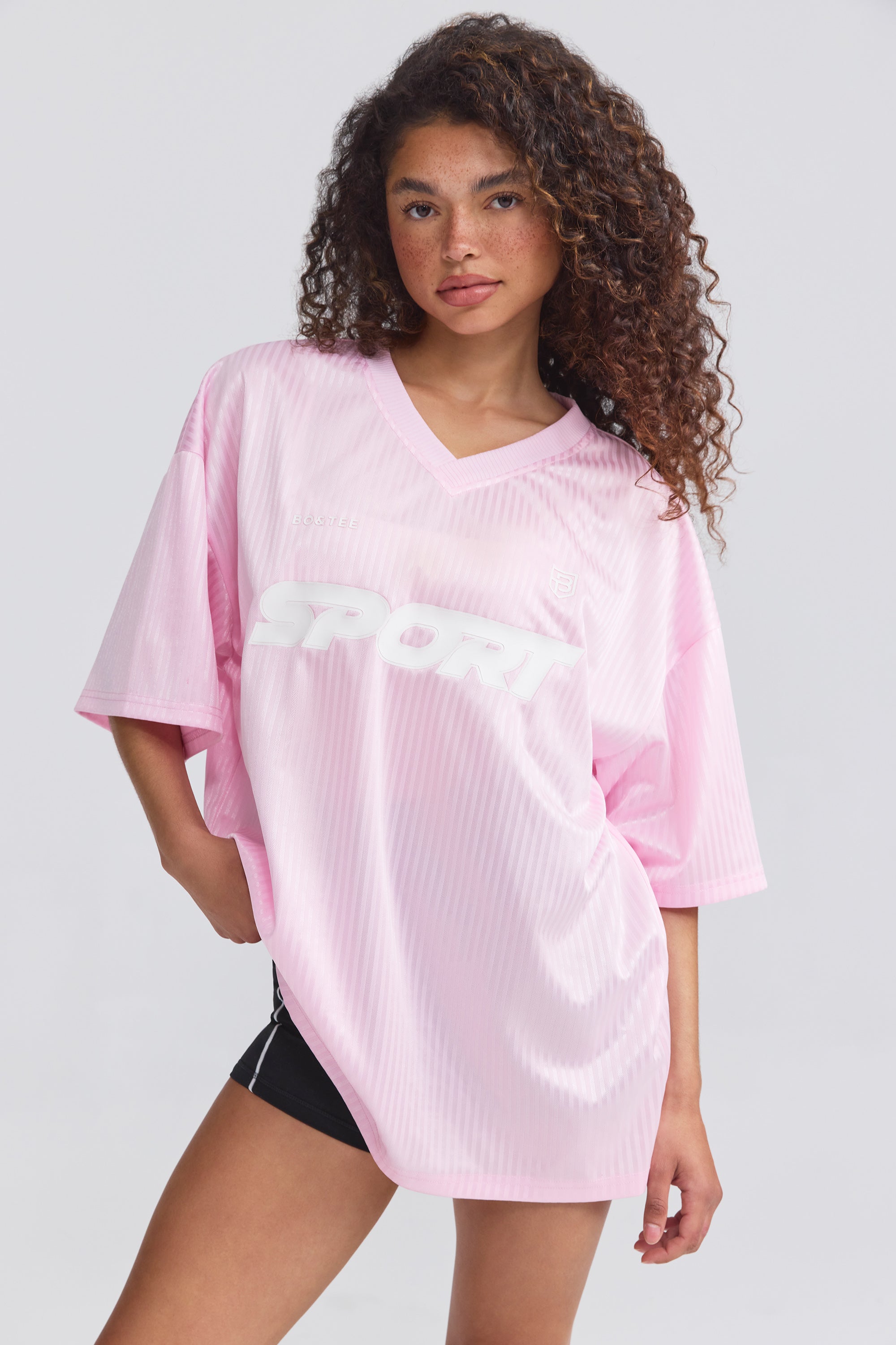 Oversized Piqué T-Shirt in Baby Pink、mySite、solidvoid