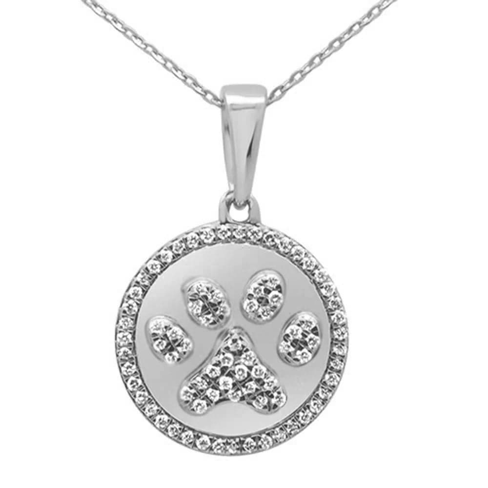 Medallion Dog Paw Necklace 14K Gold with .33ct H, SI1-2 Natural Diamonds、mySite、g9winljtr