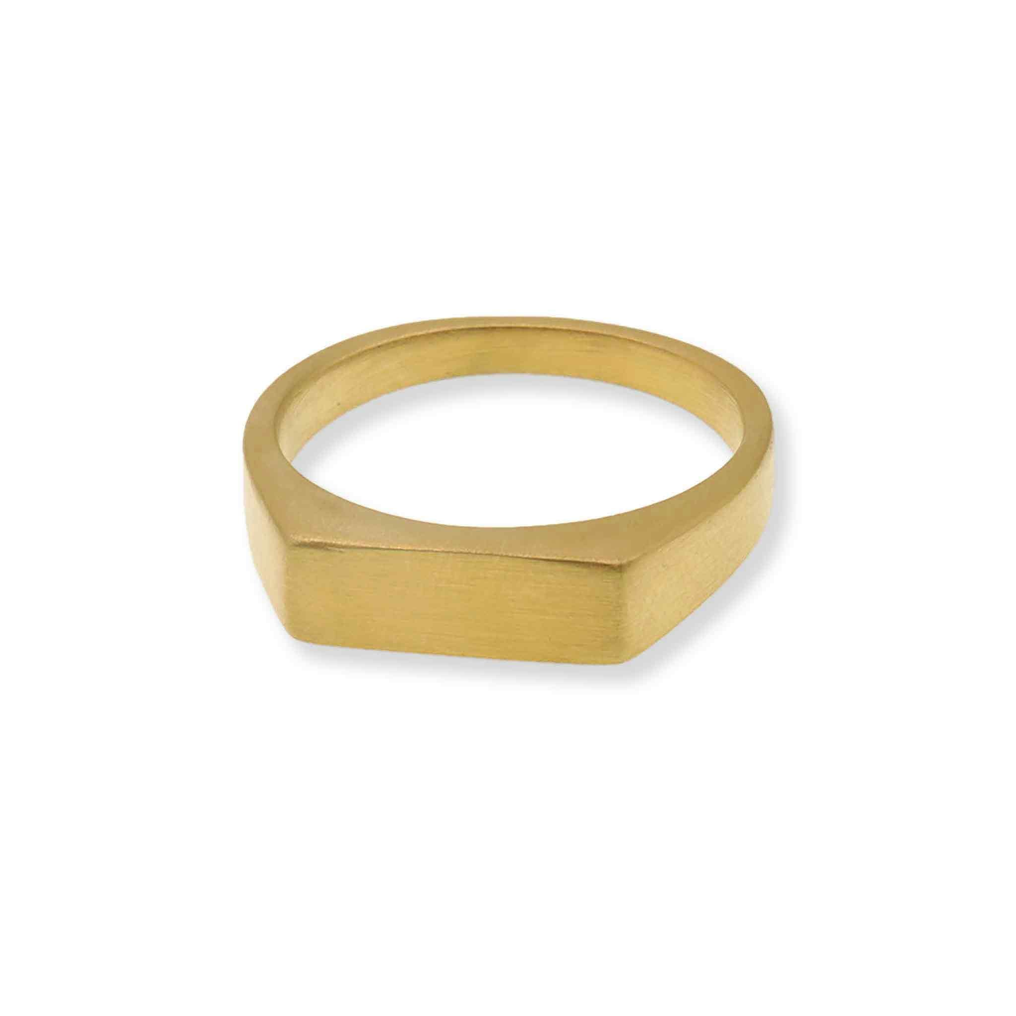 18K Gold PVD Stainless Steel Blank Engravable Rectangle Signet Ring / ESR0002、mySite、dreamappss