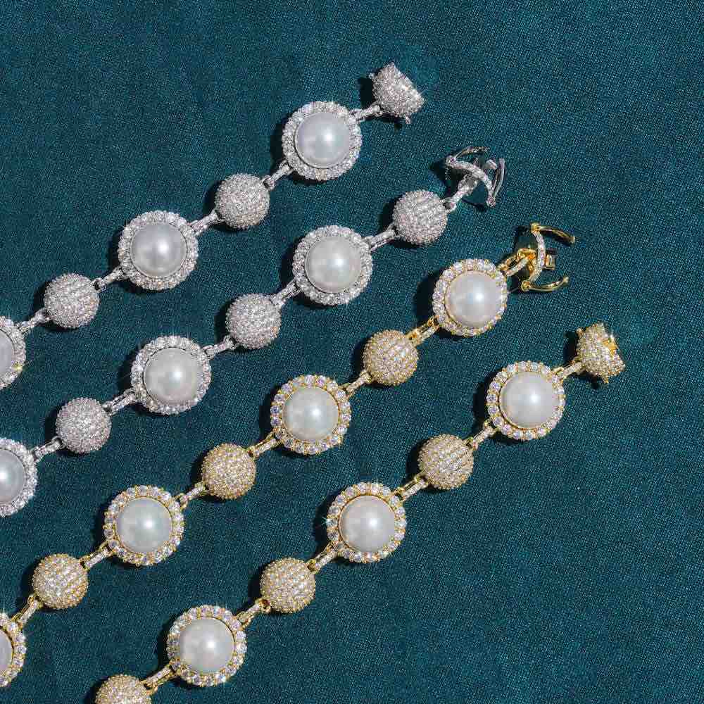 10MM Moissanite Ball Link Pearl Chain 14k Gold、mySite、hinf8tx79