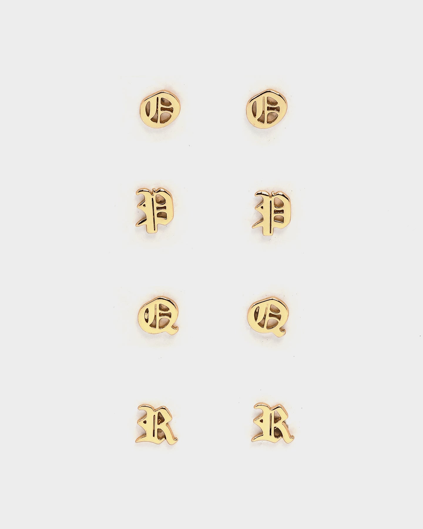 Raising Hell Women's Gothic Alphabet Stud Earrings Gold、mySite、zt4zffjzw