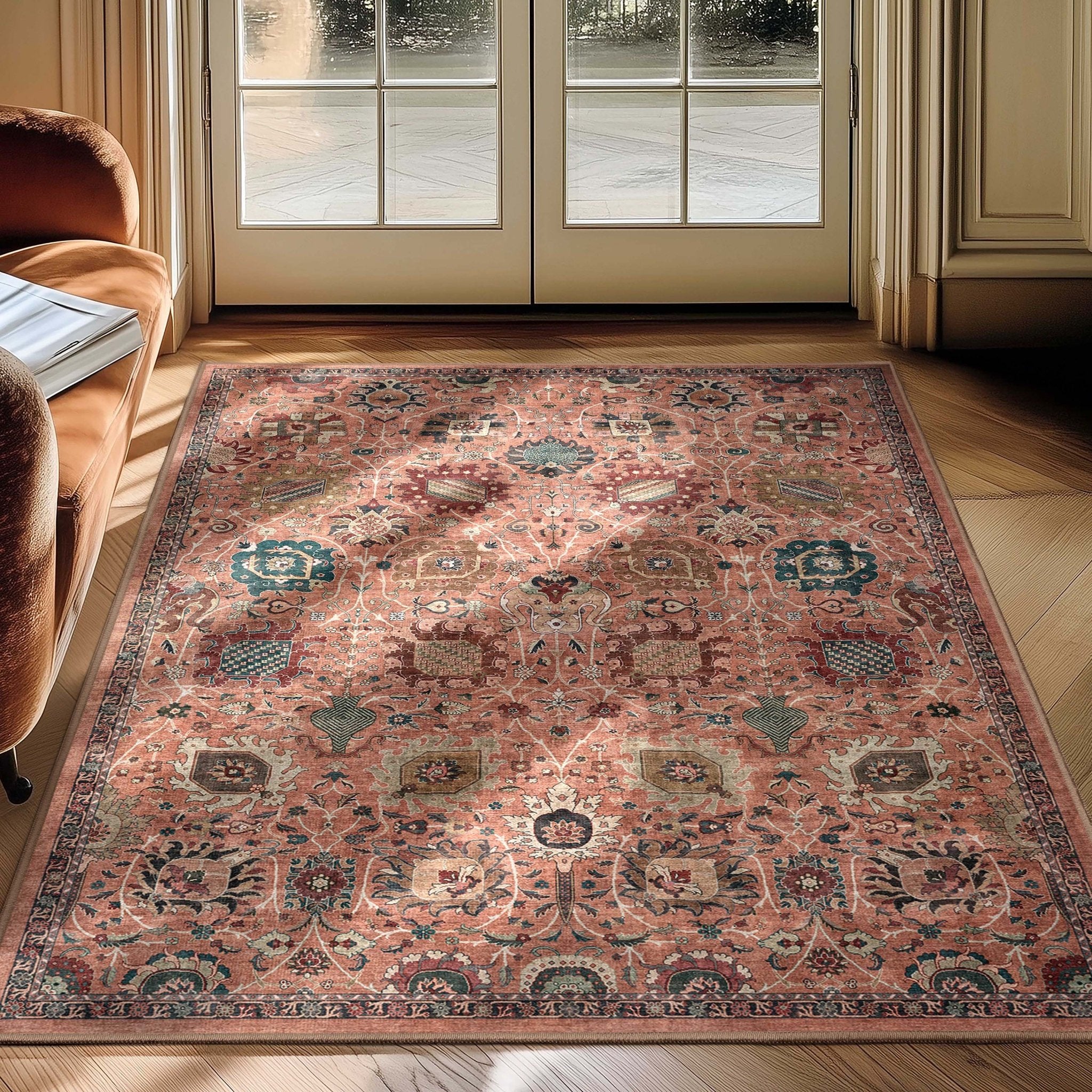 Vienna Vintage Oriental Botanical Rug – Easy Clean, Stylish Elegant Design、mySite、gigharbornorthrealestate