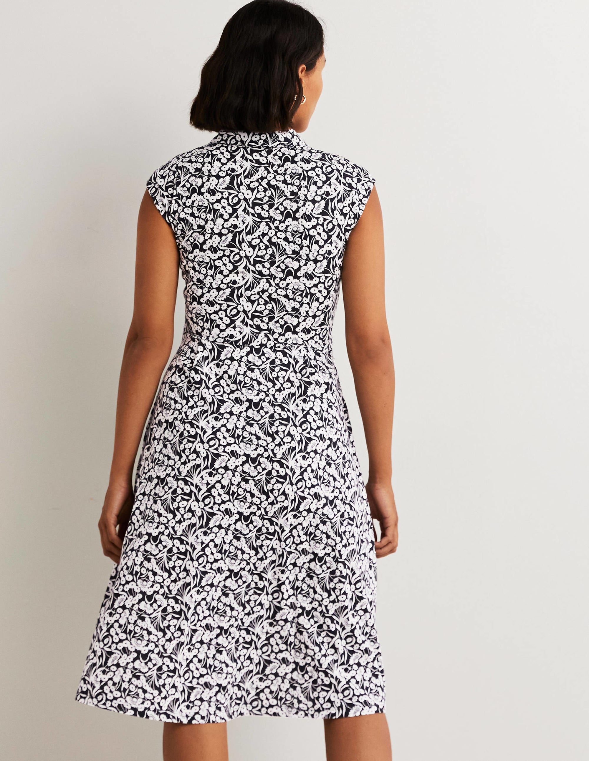  Tie Waist Jersey Shirt Dress-Black, Floret Bud、mySite、ashleygrahame