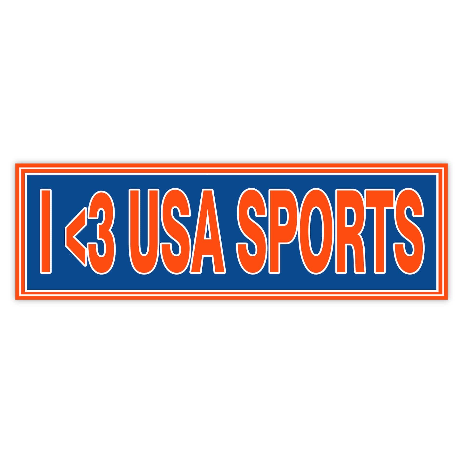  I Love USA Sports Blue & Orange Bumper Sticker、mySite、ghnorth