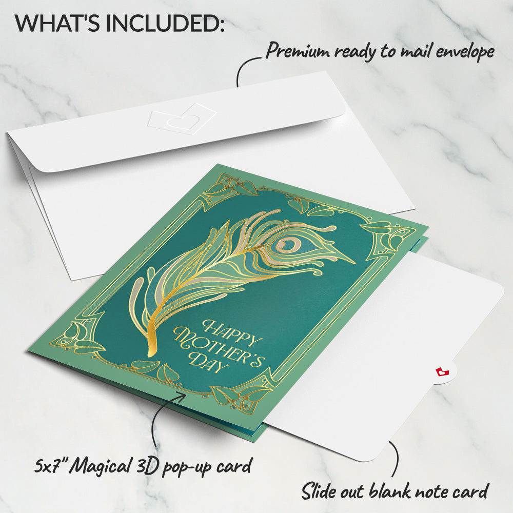 Art Deco Mother's Day Peacock Pop-Up Card、mySite、solidvoid