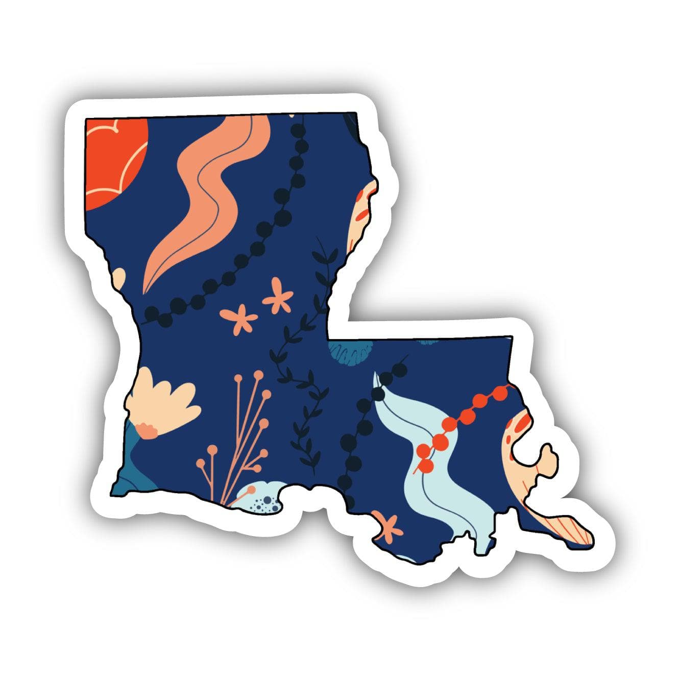  Louisiana Blue Floral Abstract Sticker、mySite、elrpsem3k