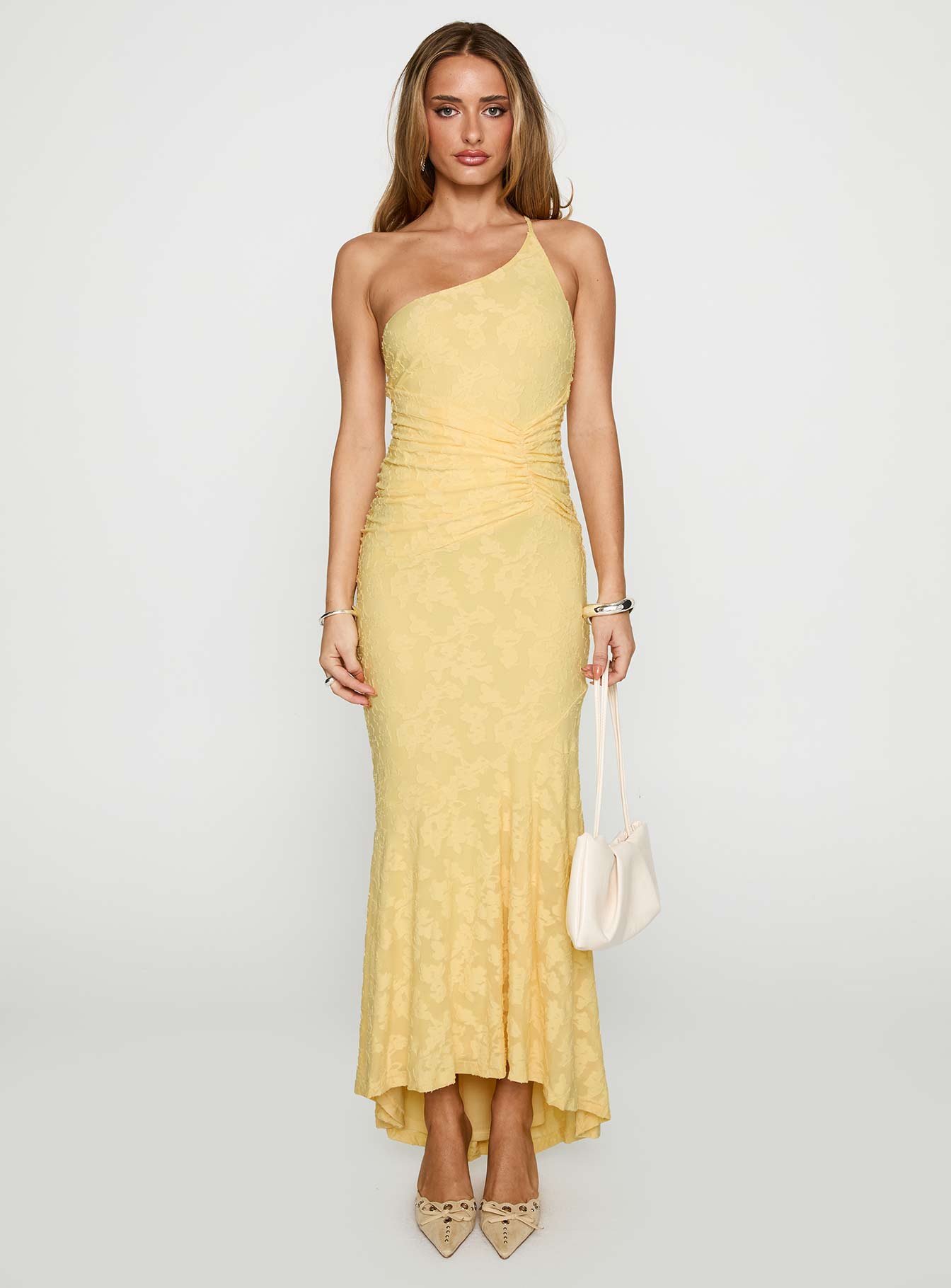 Starlights One Shoulder Maxi Dress Lemon、mySite、solidvoid