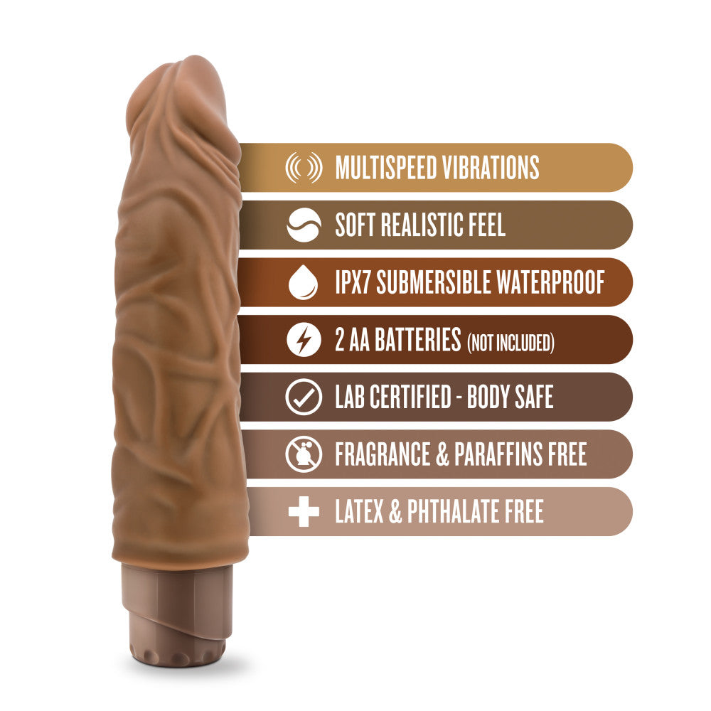 Dr. Skin By Blush® | Cock Vibe 10 Realistic Mocha 8.8-Inch Long Vibrating Dildo、mySite、bottomscart