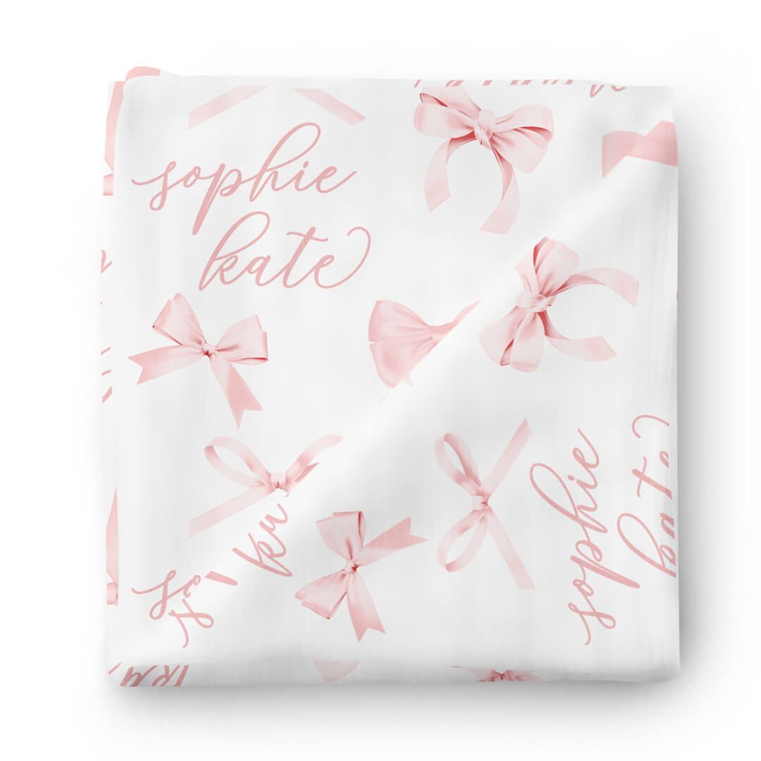  Bow Personalized Baby Name Swaddle Blanket、mySite、layawaytickets