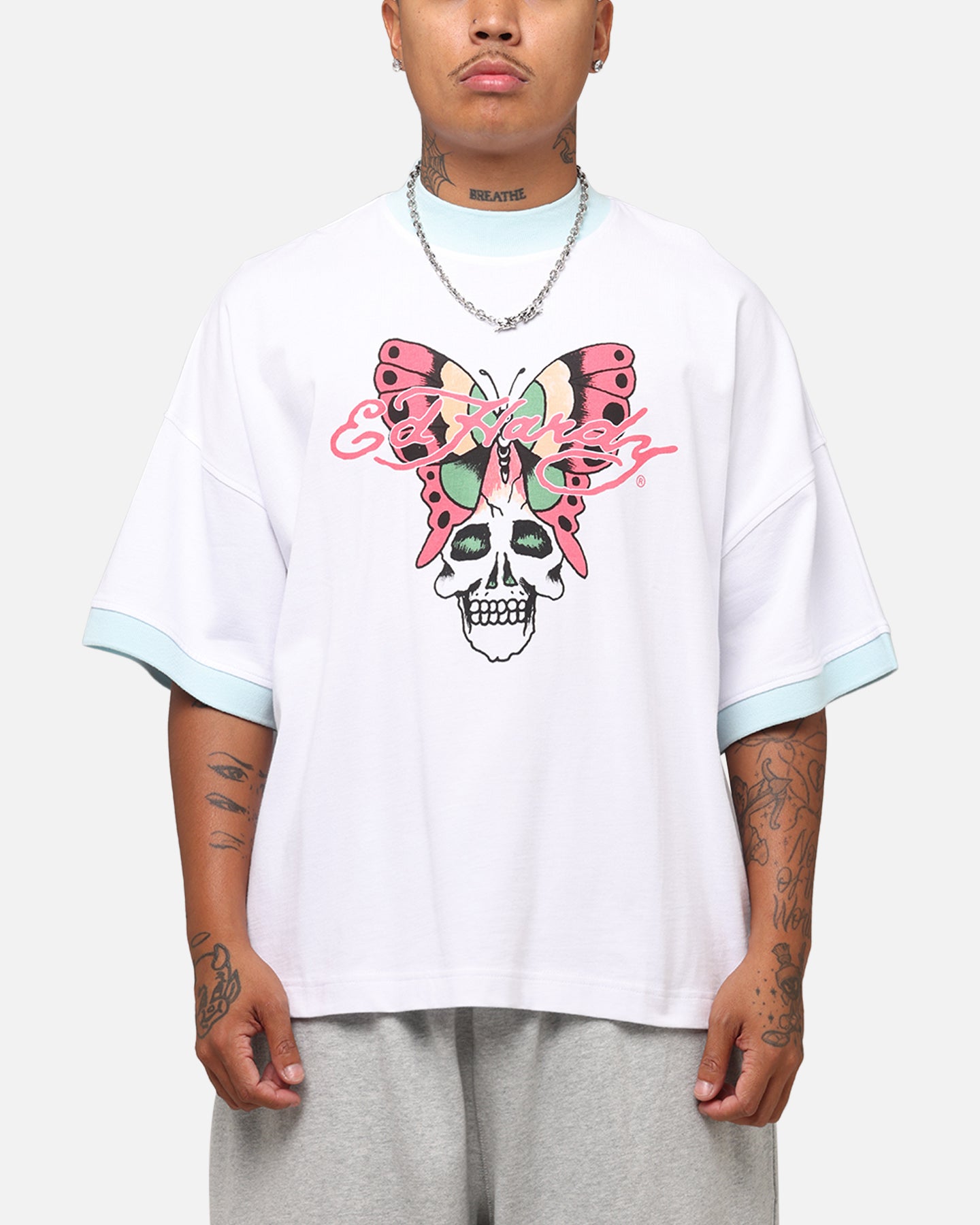 Ed Hardy Butterfly Ringer T-Shirt White、mySite、zt4zffjzw