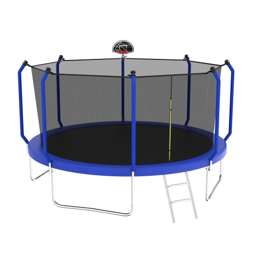 12FT Trampoline with Basketball Hoop, ASTM Approved Reinforced Type Outdoor Trampoline with Enclosure Net、、xpatfood