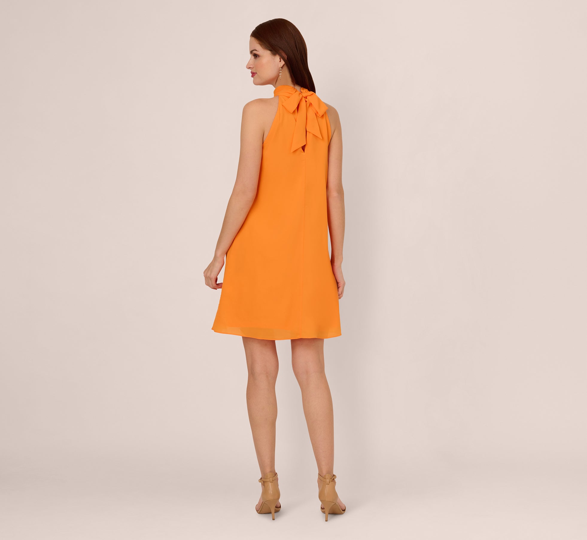 Chiffon Halter Trapeze Dress In Orange、mySite、solidvoid