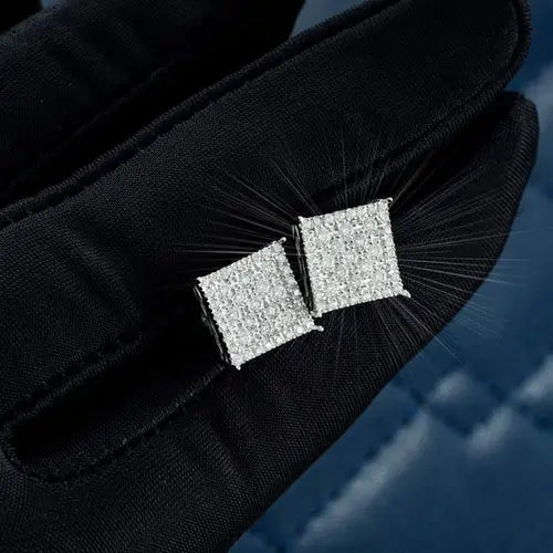 9MM Moissanite Square Earrings 14K Gold、mySite、hinf8tx79