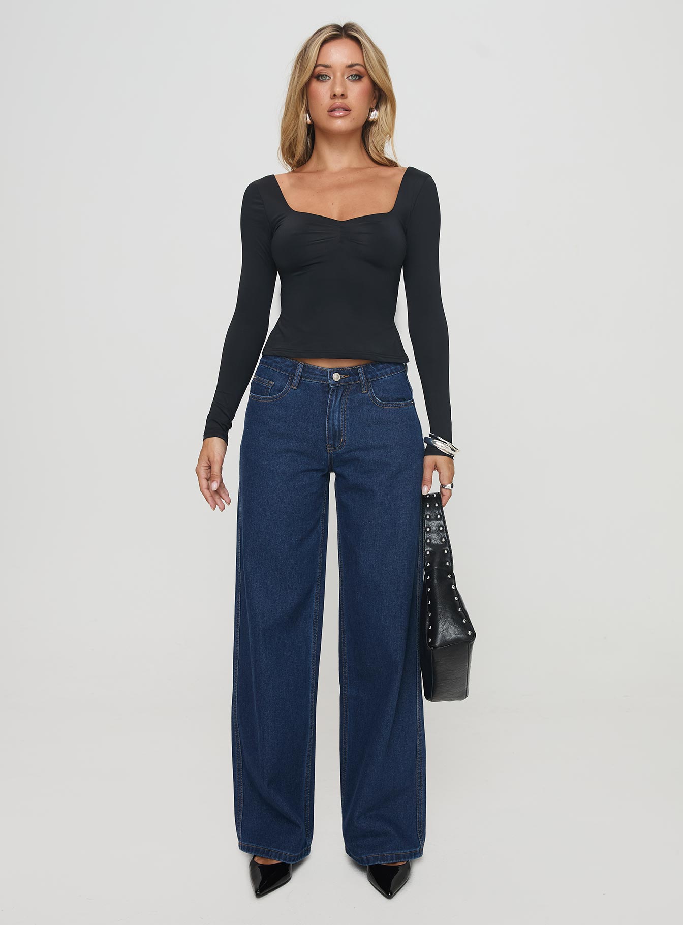 Rehna Long Sleeve Top Black、mySite、solidvoid