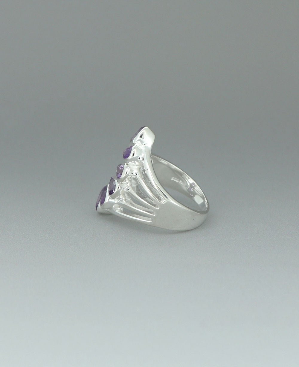 Sterling Silver Teardrop Gemstones Amethyst Ring、mySite、topwebapps