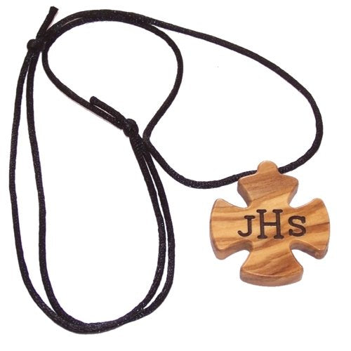 Jesus Christ Order olive wood extra-Smoothed necklace ( 1.6 inches or 4 cm) - Necklace length is adjustable、mySite、elrpsem3k