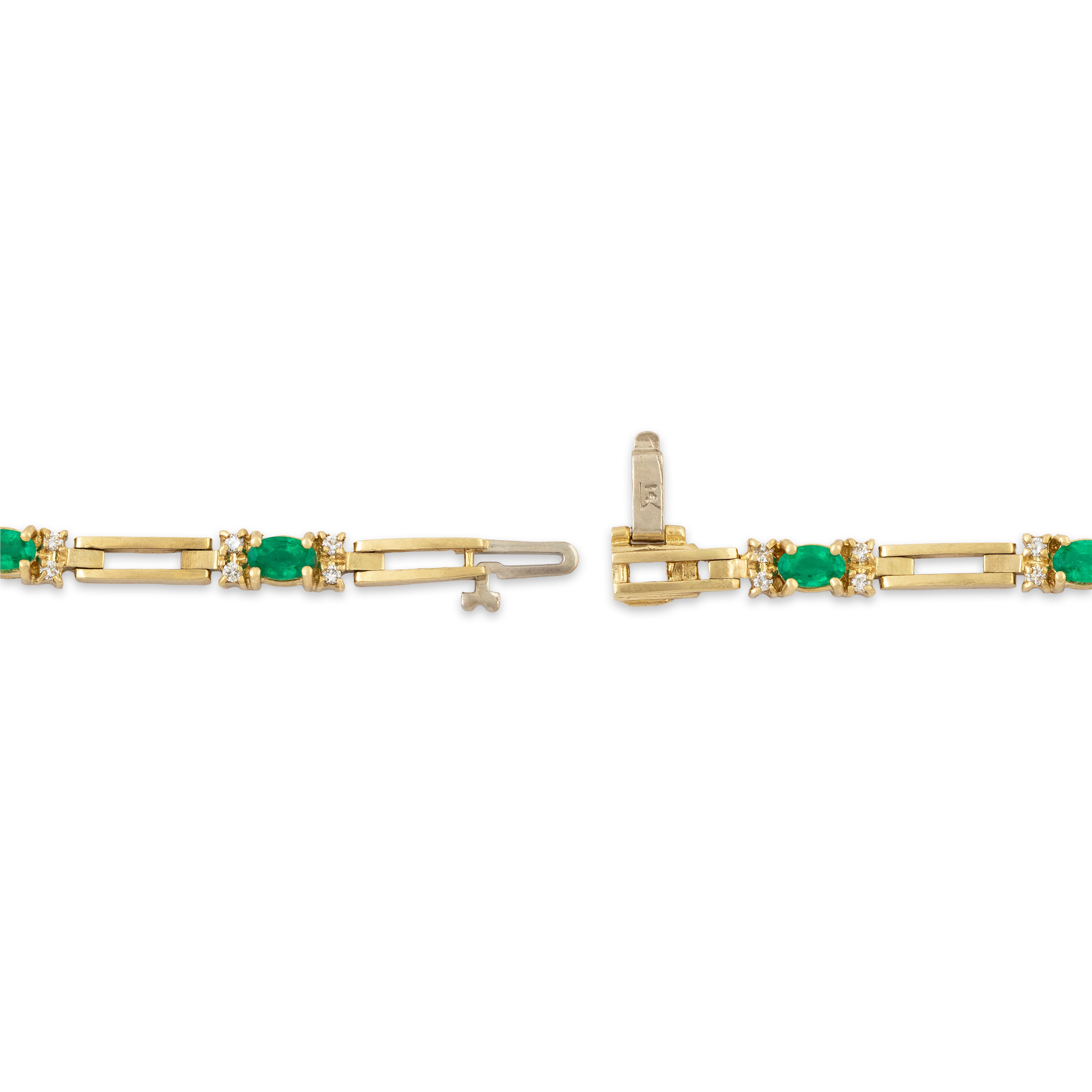 Vintage Heavy 14k Yellow Gold 1.6cttw Emerald .45cttw Diamond Bracelet 6.5、mySite、hinf8tx79