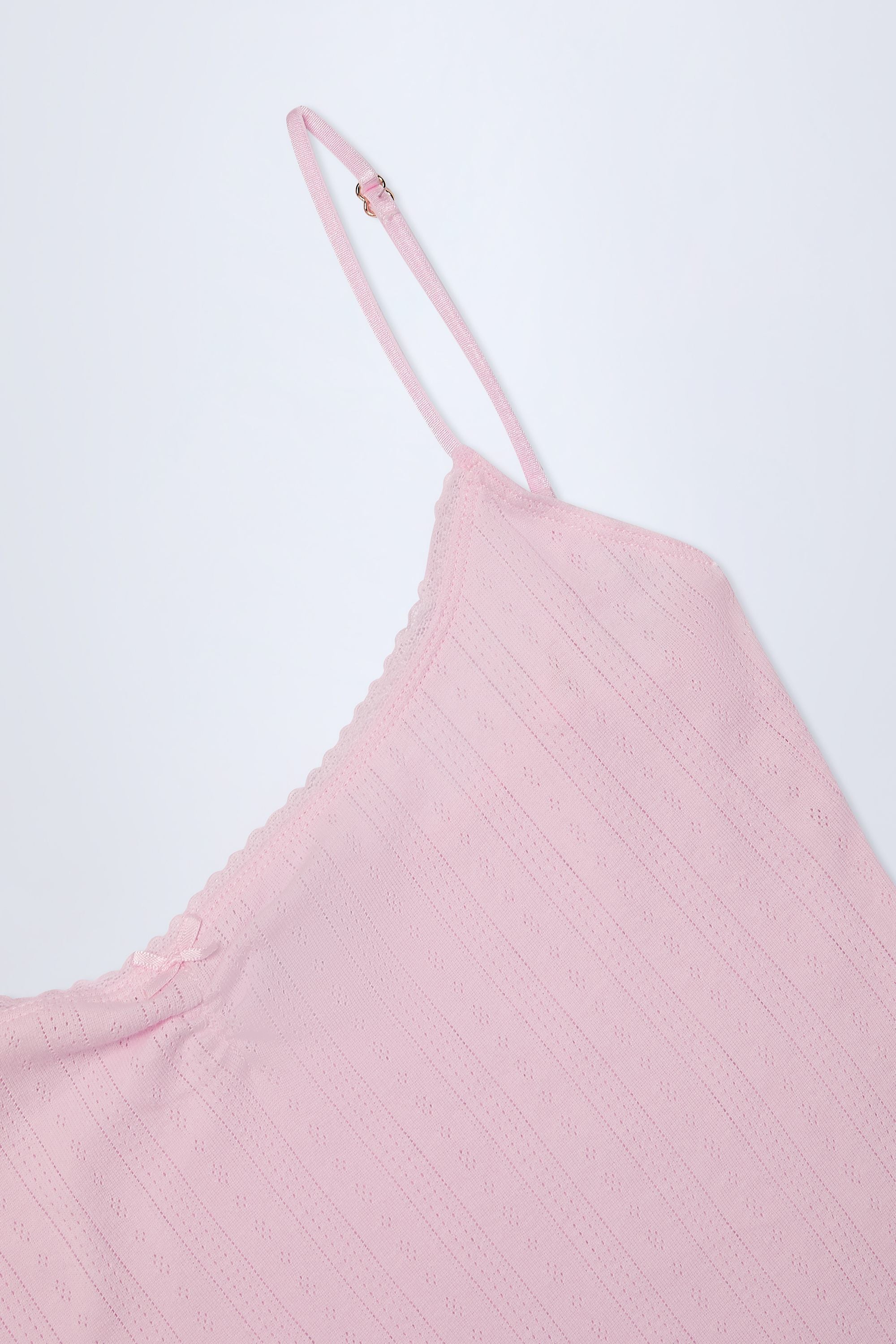 Pointelle Ruched A-Line Mini Dress in Baby Pink、mySite、sugarbowlscore