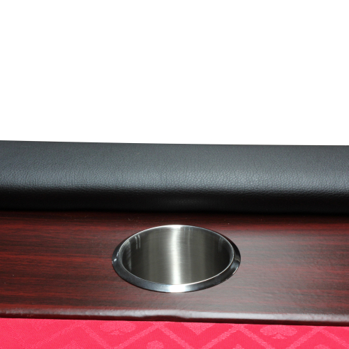 96" Light Series Foldable Poker Table with Wooden Racetrack Felt Stainless Legs Cup Holders Red、、casual
