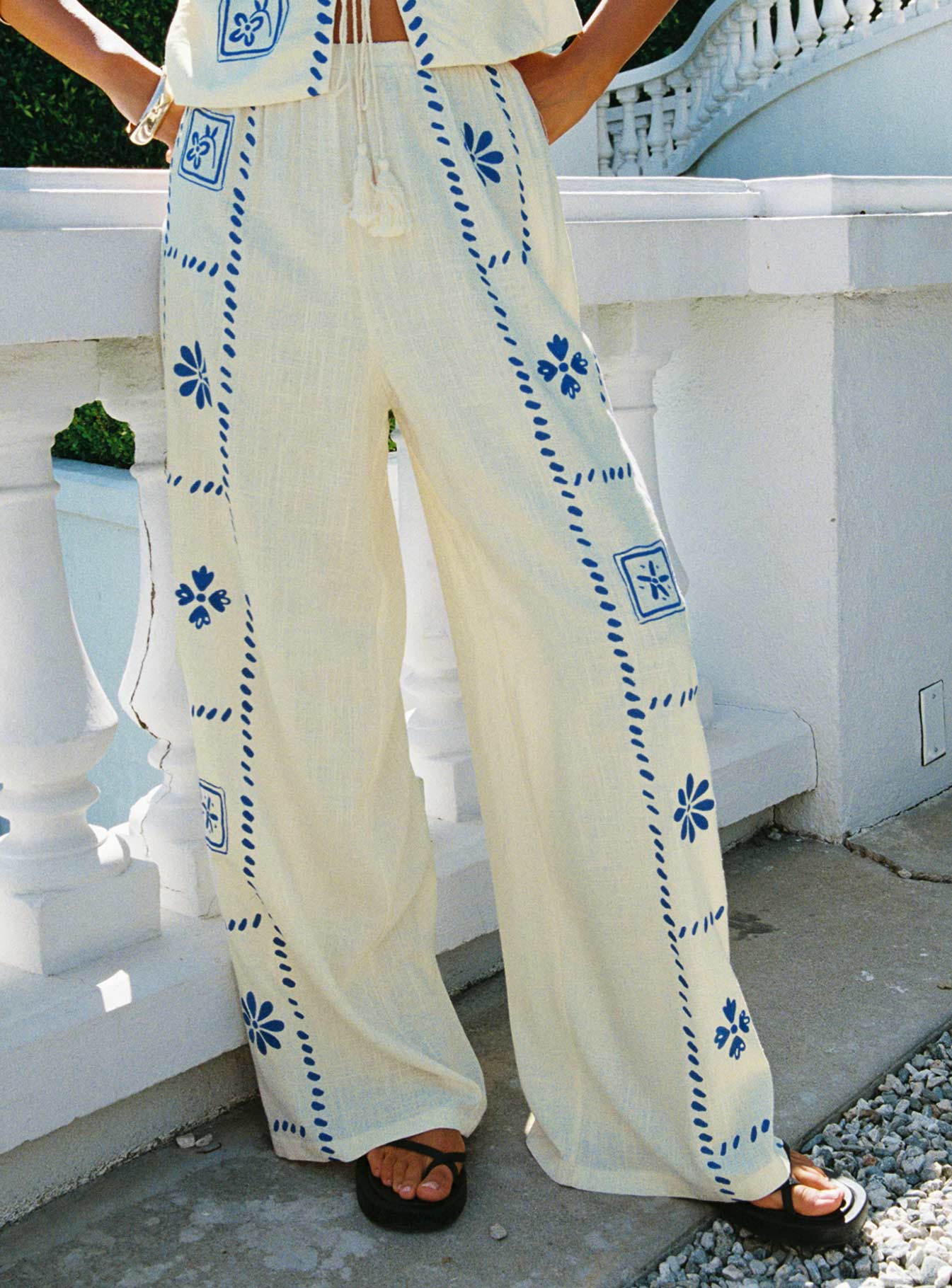 Grazia Pants Cream / Blue、mySite、solidvoid