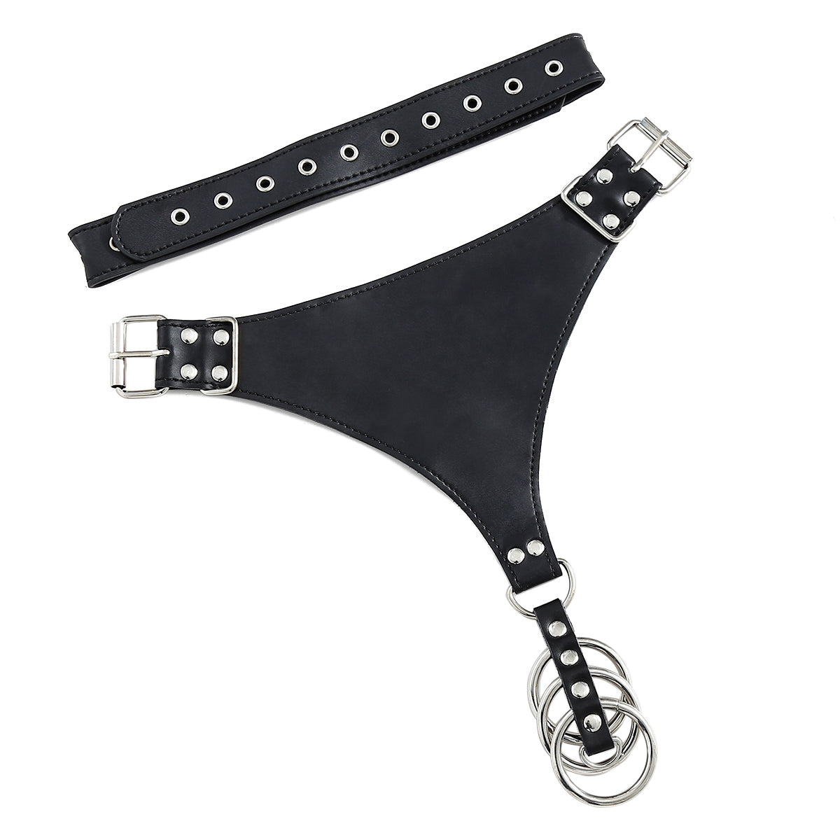 Male Power Chastity Belt With 3 Metal Cock Rings | Adjustable | Fetish、mySite、bottomscart