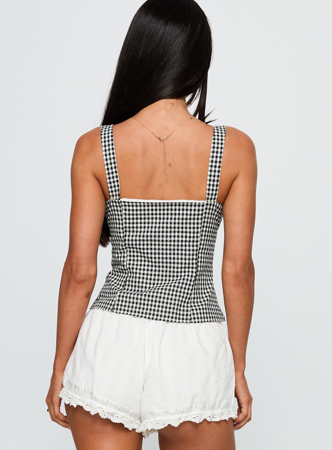 Modern Girl Top Black Gingham、mySite、solidvoid