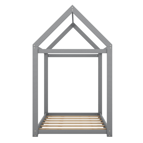 Twin Size Wooden House Bed, White、、casual