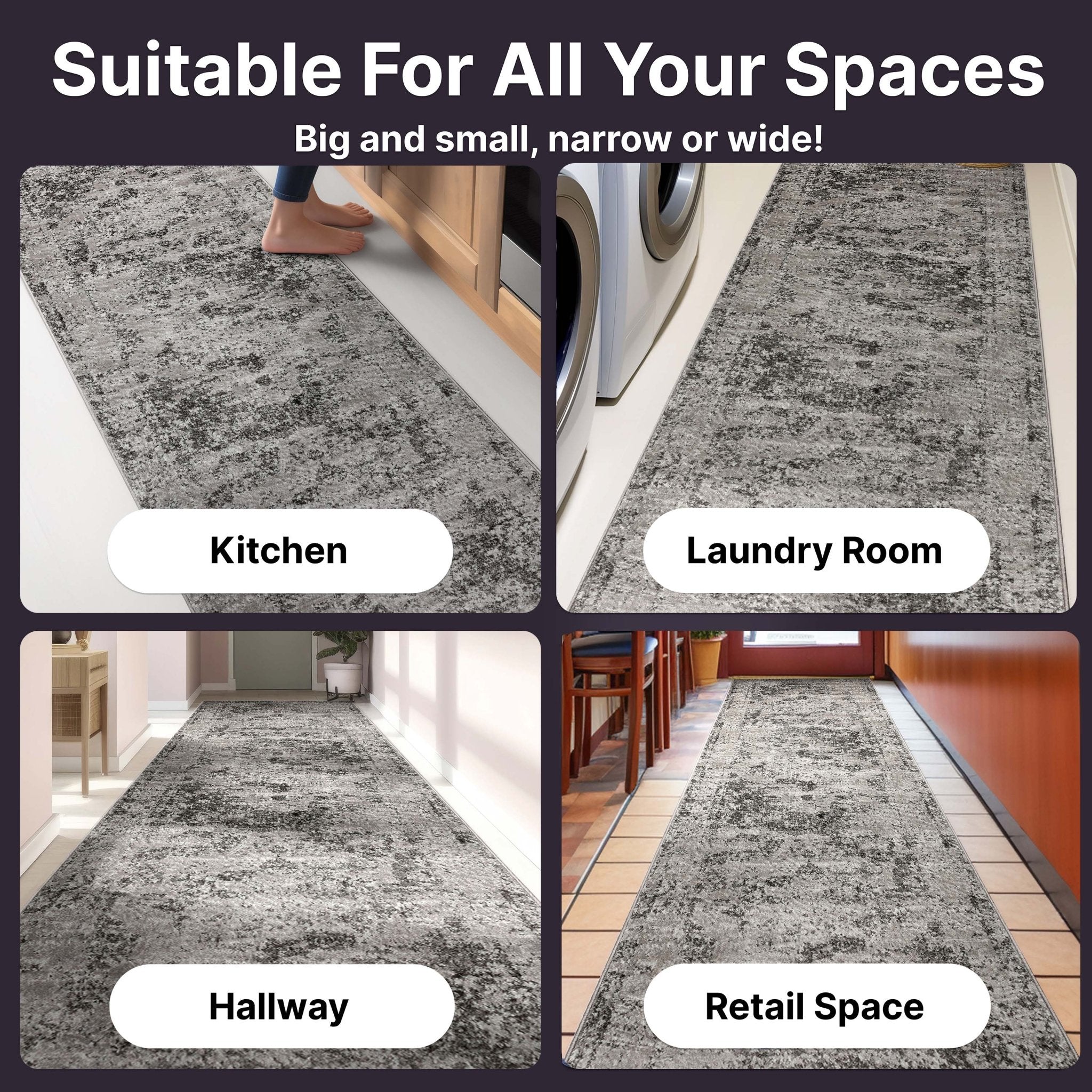 Patras Custom Size Runner Vintage Medallion Oriental Grey Choose Your Width x Choose Your Length Hallway Runner Rug、mySite、gigharbornorthrealestate