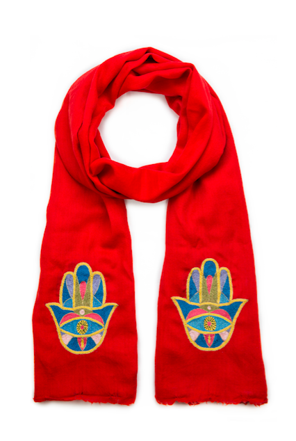 Hamsa Cashmere Scarf - Red、mySite、topwebapps