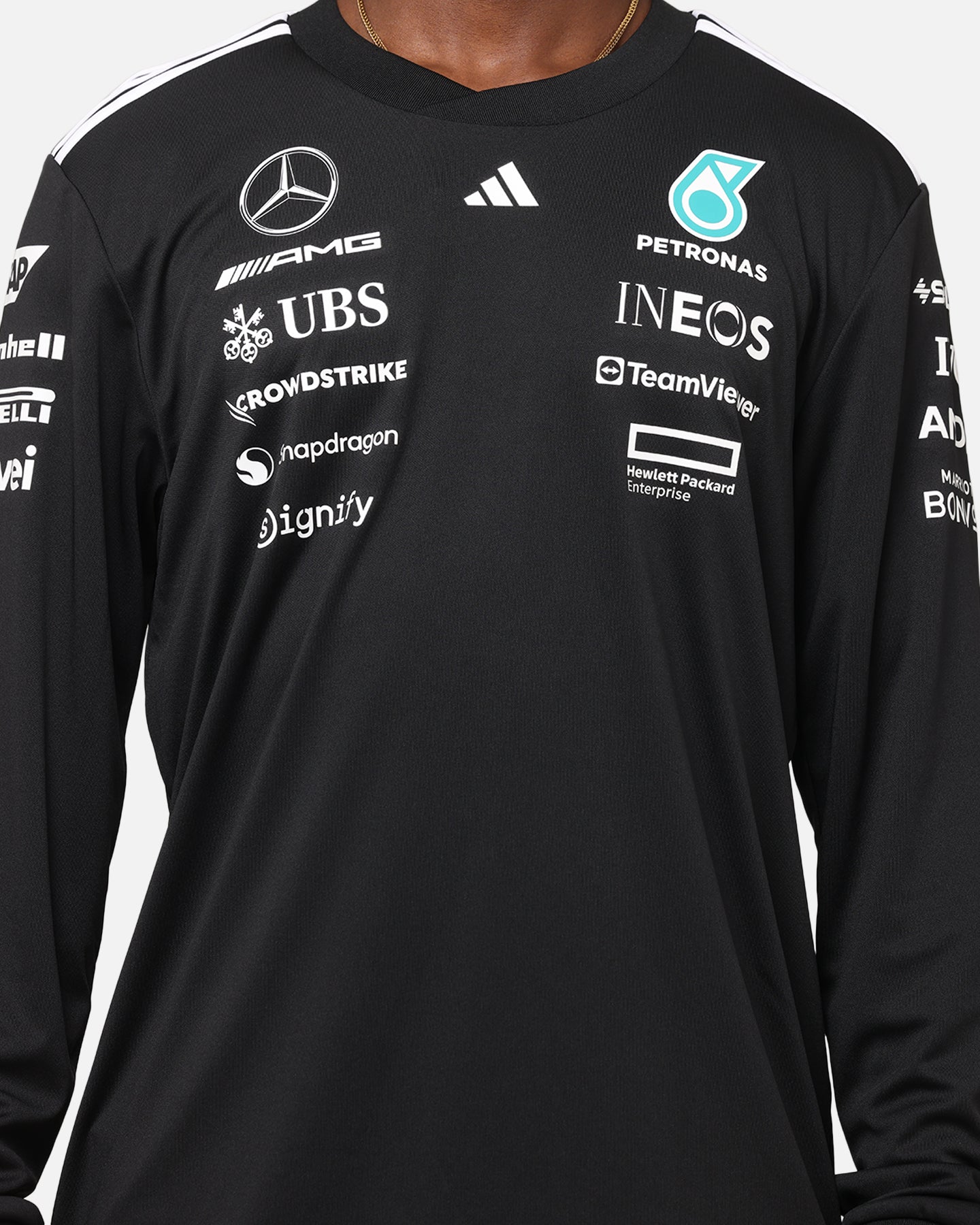 adidas x Mercedes-AMG PETRONAS Formula One F1 2025 Team Long Sleeve Driver T-Shirt Black、mySite、zt4zffjzw
