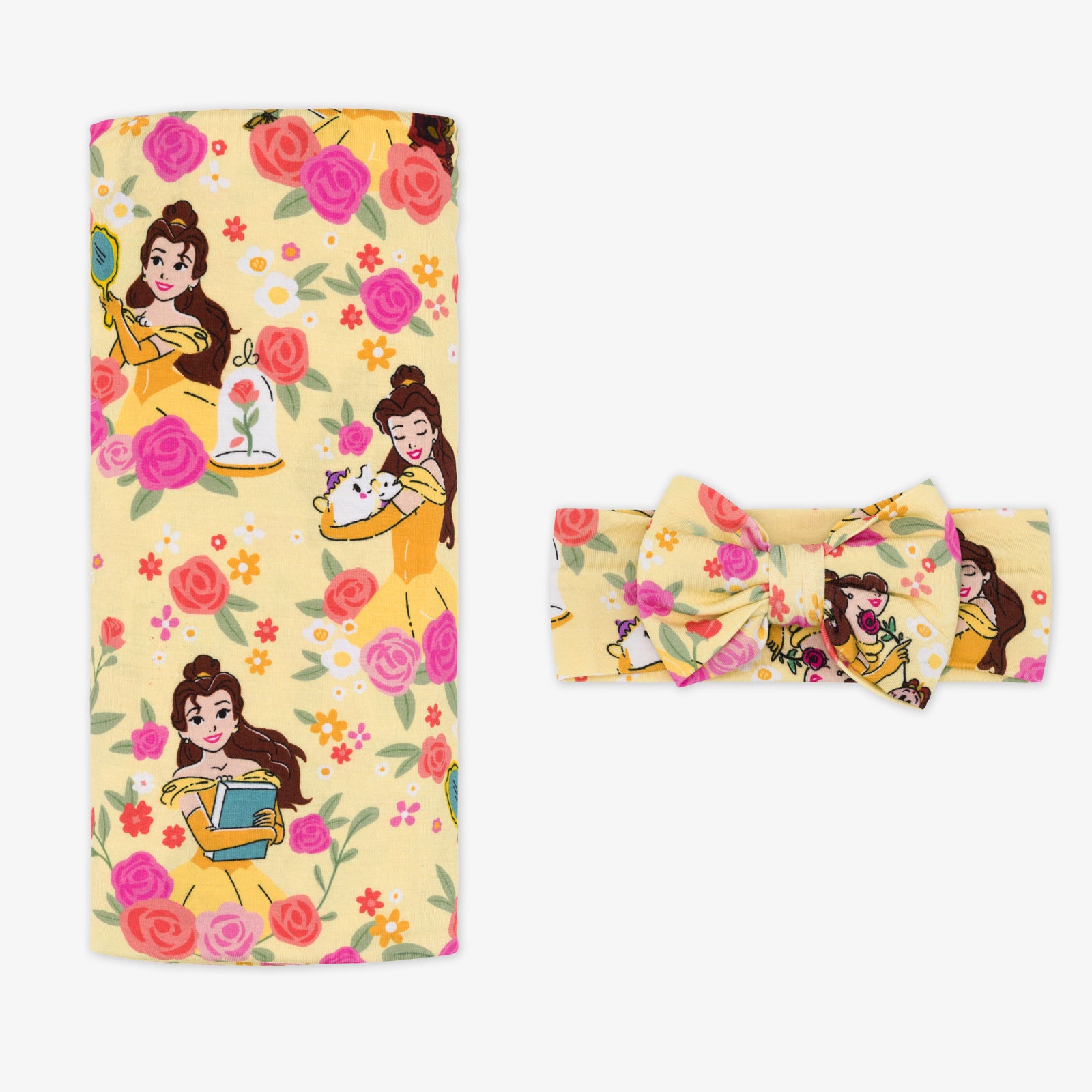 Disney Princess Belle Swaddle & Luxe Bow Headband Set、mySite、g9winljtr