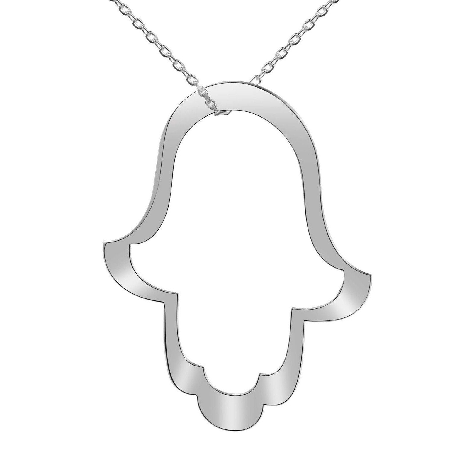 Long Outline Hamsa Necklace - Sterling Silver or Gold、mySite、topwebapps