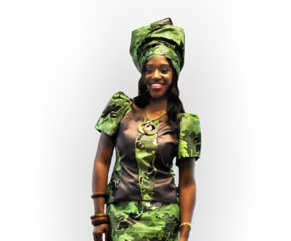 Green and Brown African Print Top-DP2406TP、mySite、solidvoid