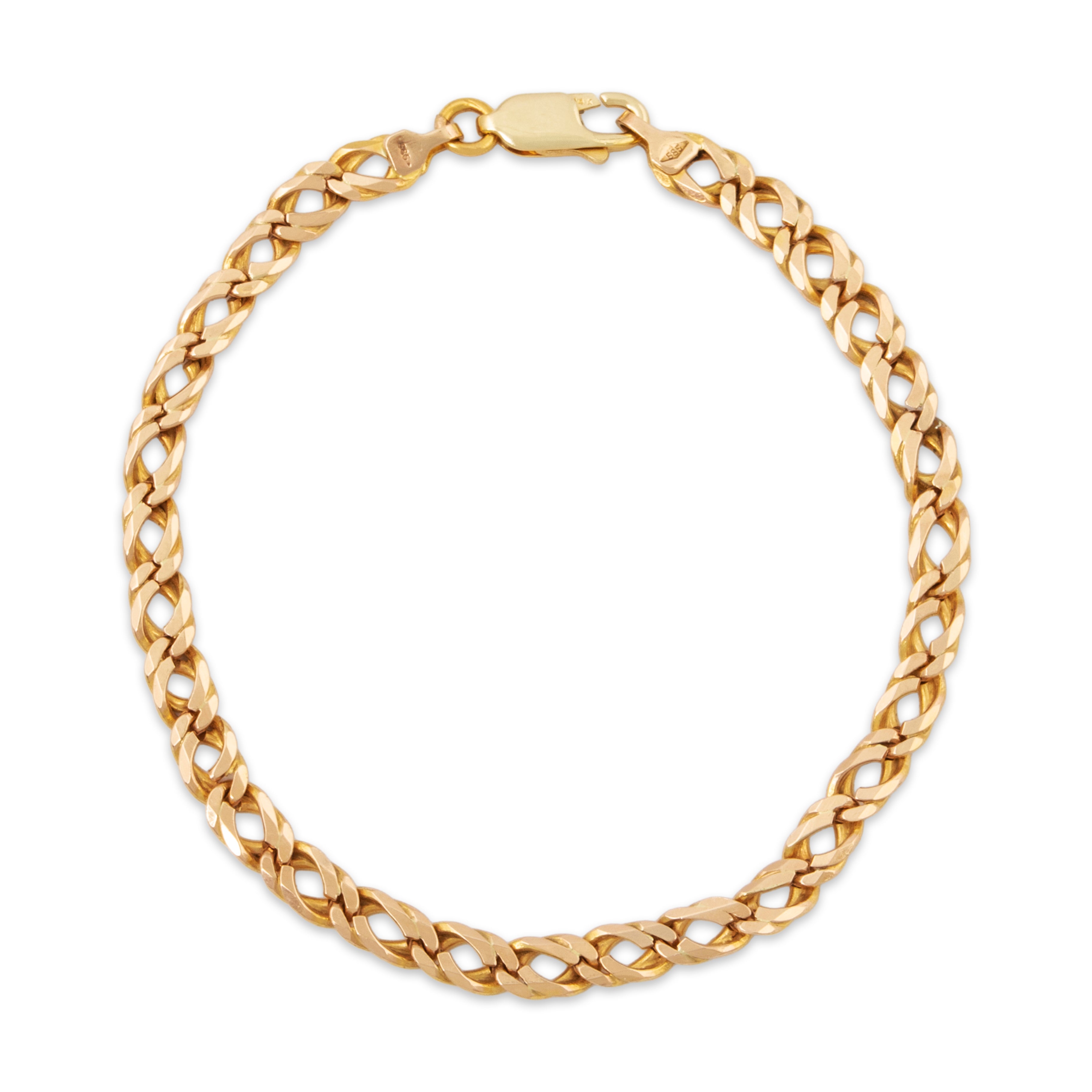 Vintage 14k Yellow Gold Lovely Flat Link Bracelet 7、mySite、hinf8tx79