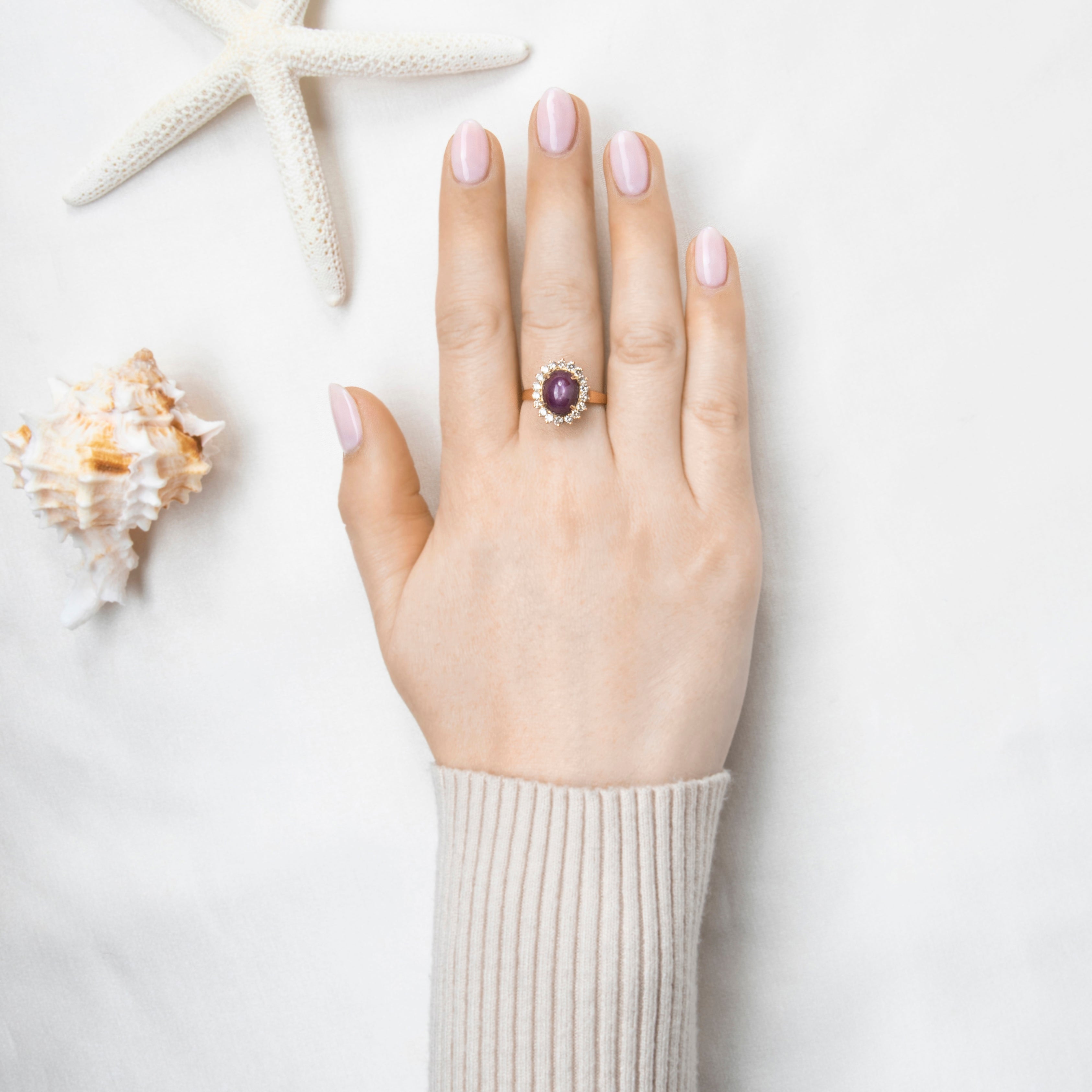 Vintage 18k Yellow Gold 7.7ct Star Ruby .63cttw Diamond Stunning Halo Ring、mySite、hinf8tx79